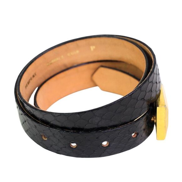 Serpent 3276 BLACK SNAKE SKIN LEATHER SKINNY DRESS WOMENS BELT Sz S 28\